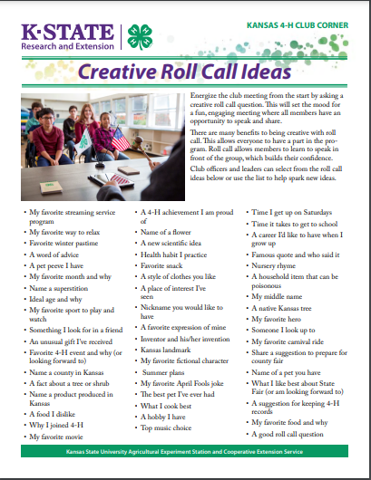 Creative Rool Call Ideas