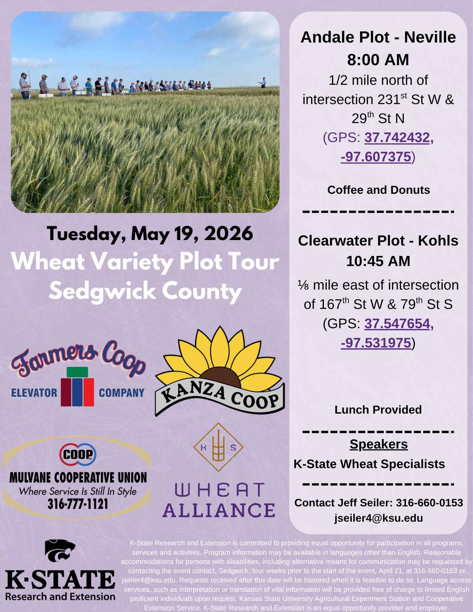 Wheat Plot Tour Info