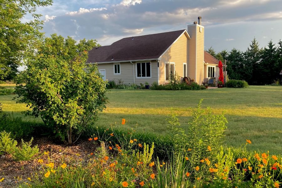 Country home with wildflowers