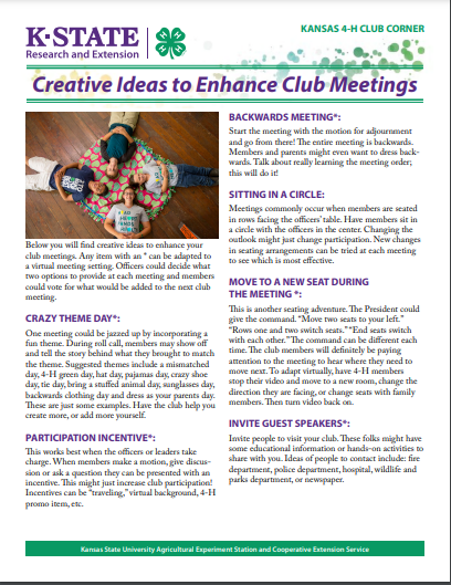 Creative IDeas to Enhance Club Meetings