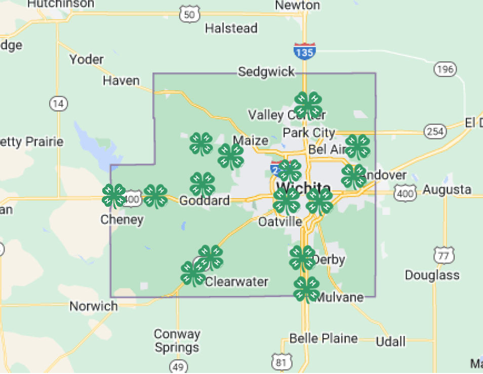Map of Sedgwick County 4-H Clubs