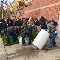 Pictured are participants attending a pesticide applicator demonstration